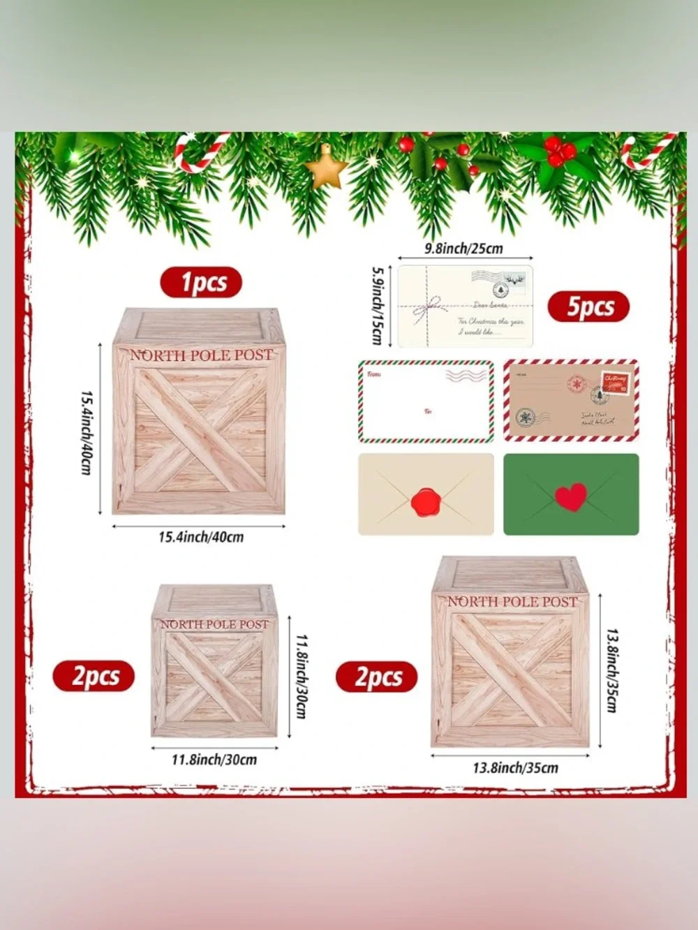 Christmas North Pole Delivery Mailbox  Decor 10 piece, Letters to Santa Claus